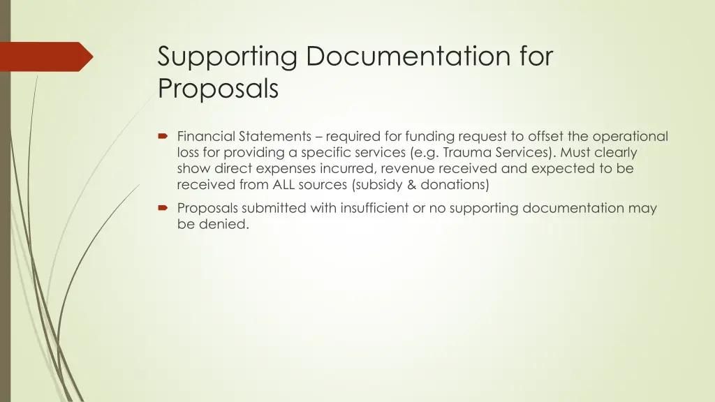 supporting documentation for proposals 1