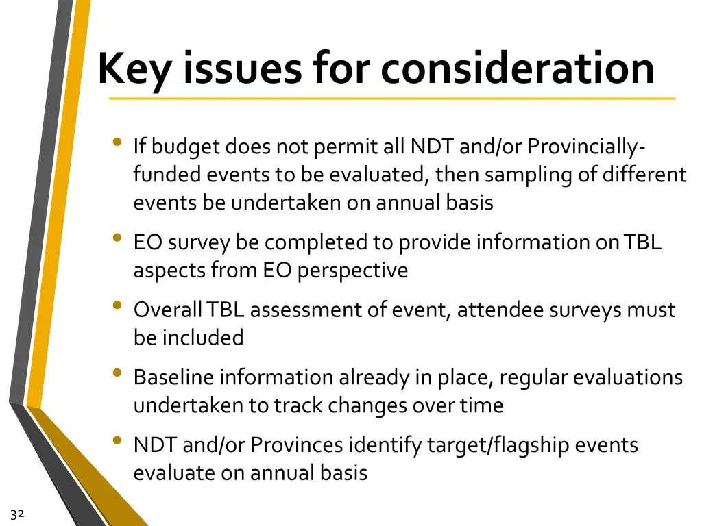 key issues for consideration