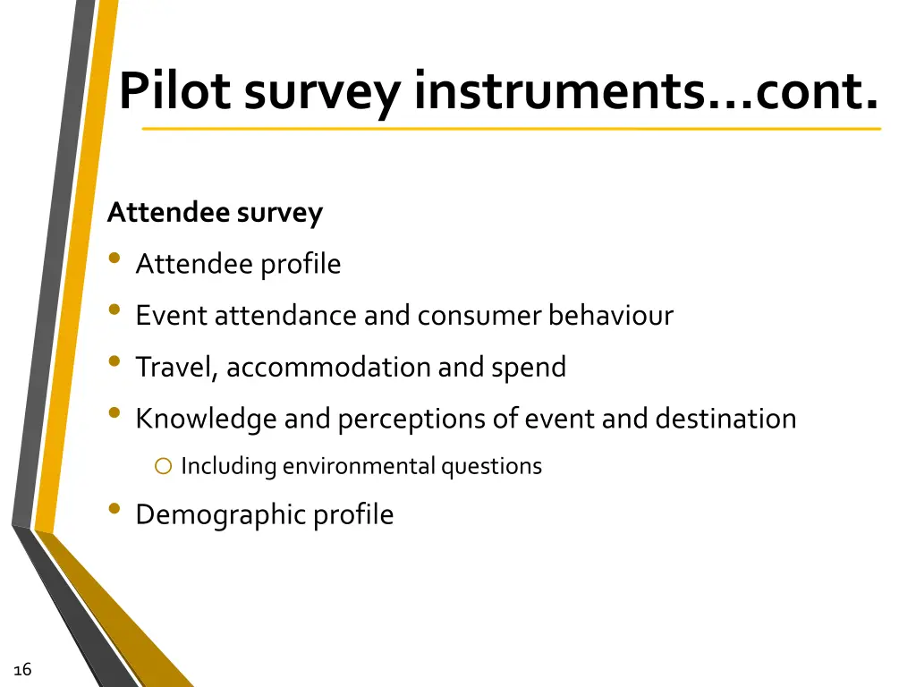 pilot survey instruments cont