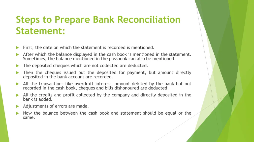 steps to prepare bank reconciliation statement