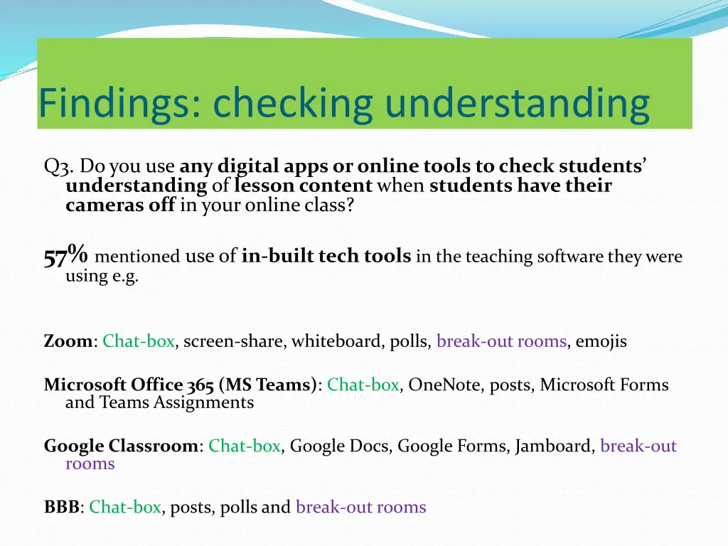 findings checking understanding