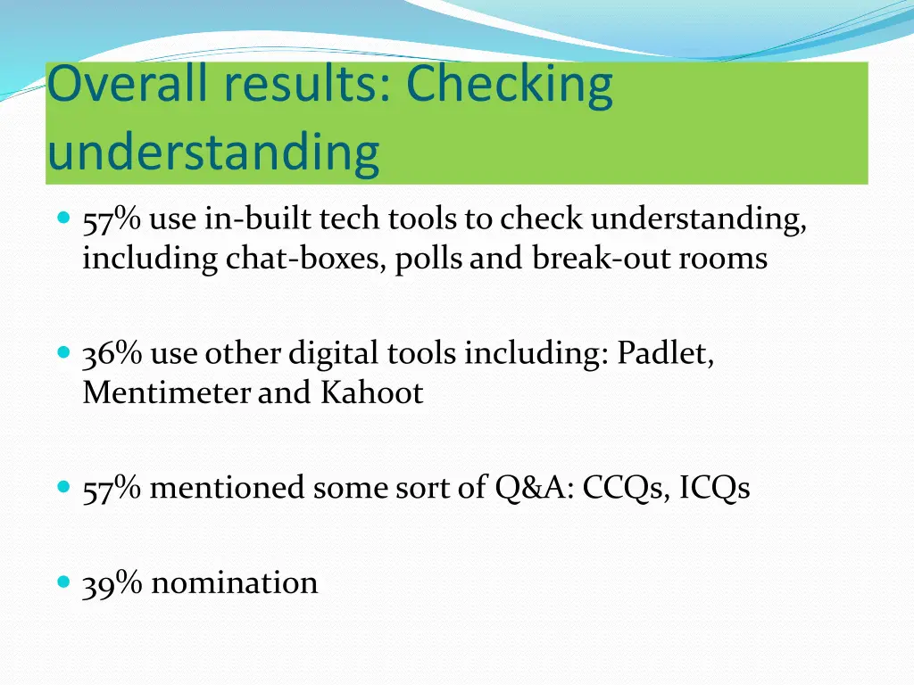 overall results checking understanding