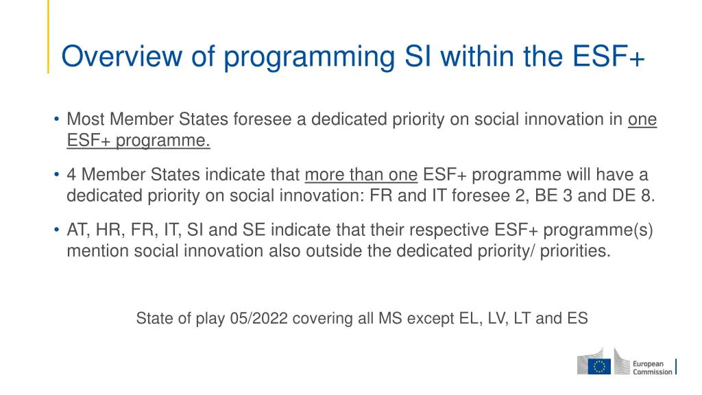 overview of programming si within the esf