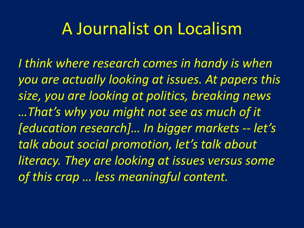 a journalist on localism