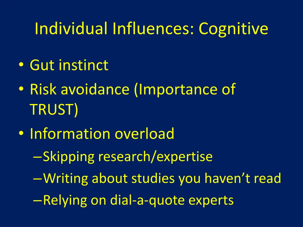 individual influences cognitive