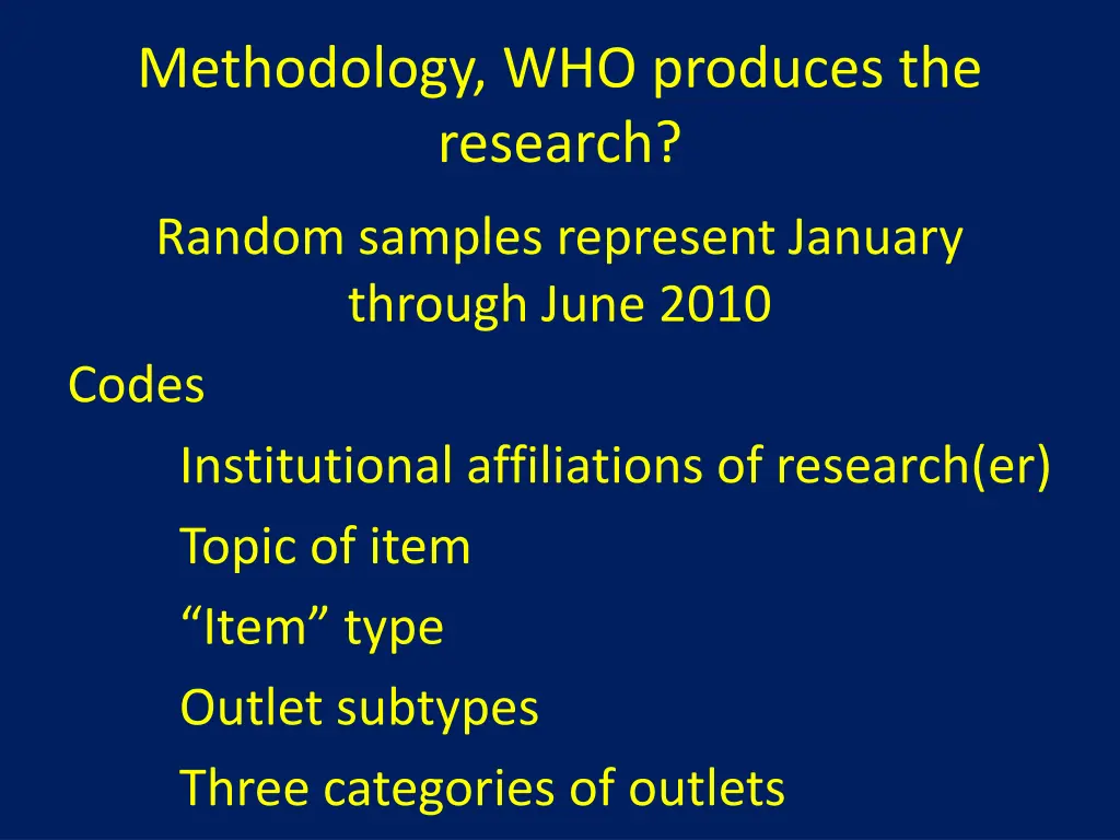 methodology who produces the research