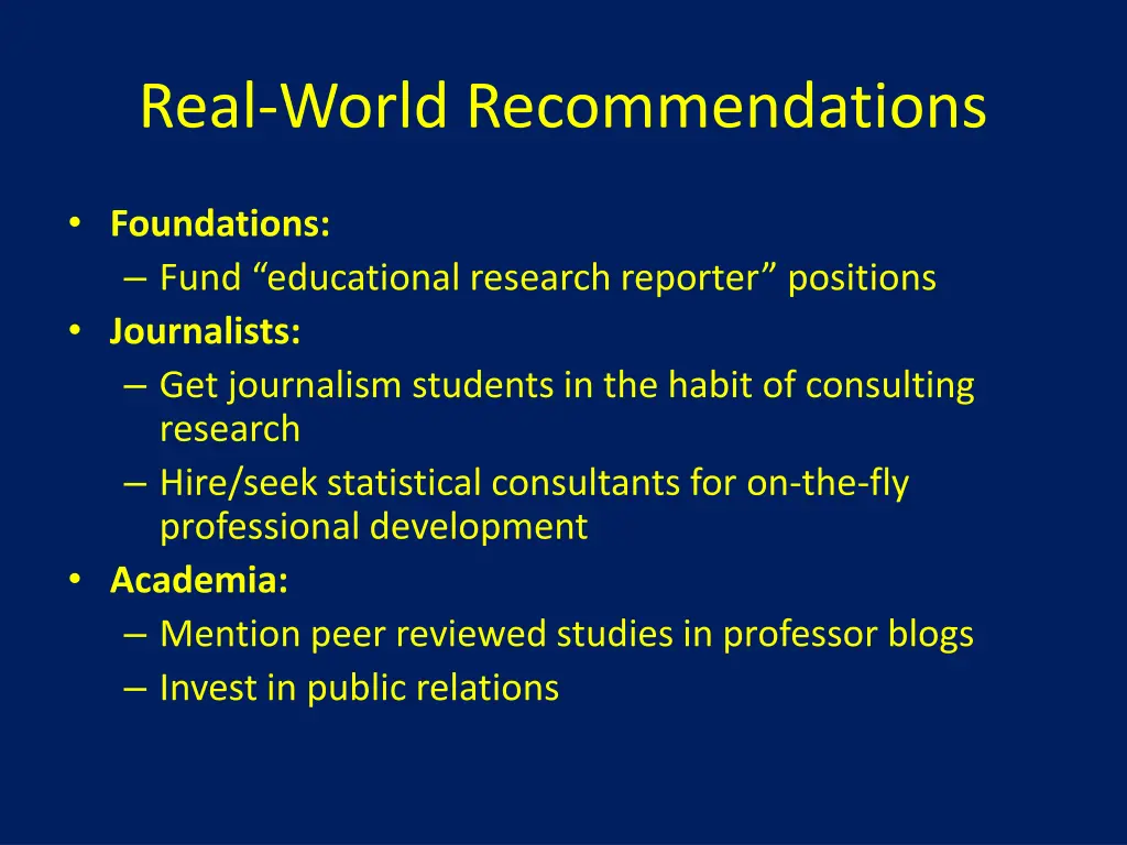 real world recommendations