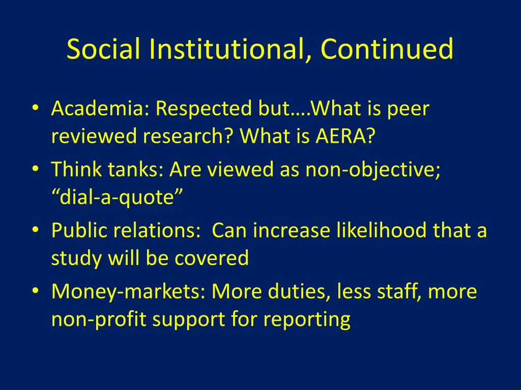 social institutional continued