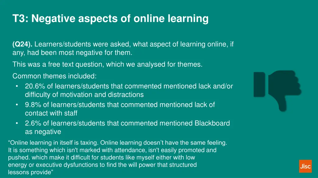 t3 negative aspects of online learning