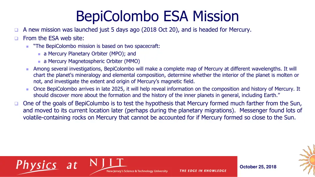 bepicolombo esa mission a new mission