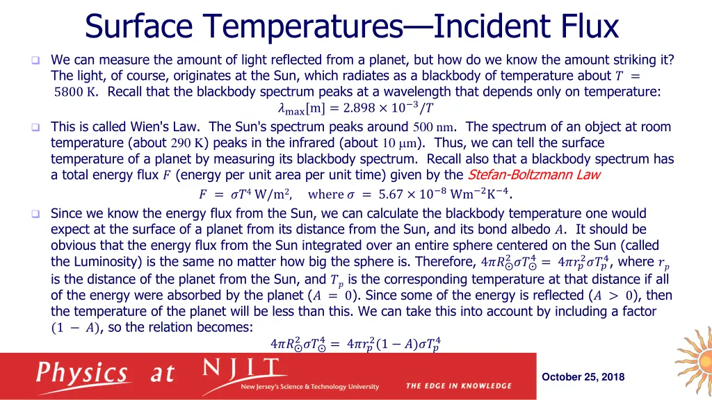 surface temperatures incident flux