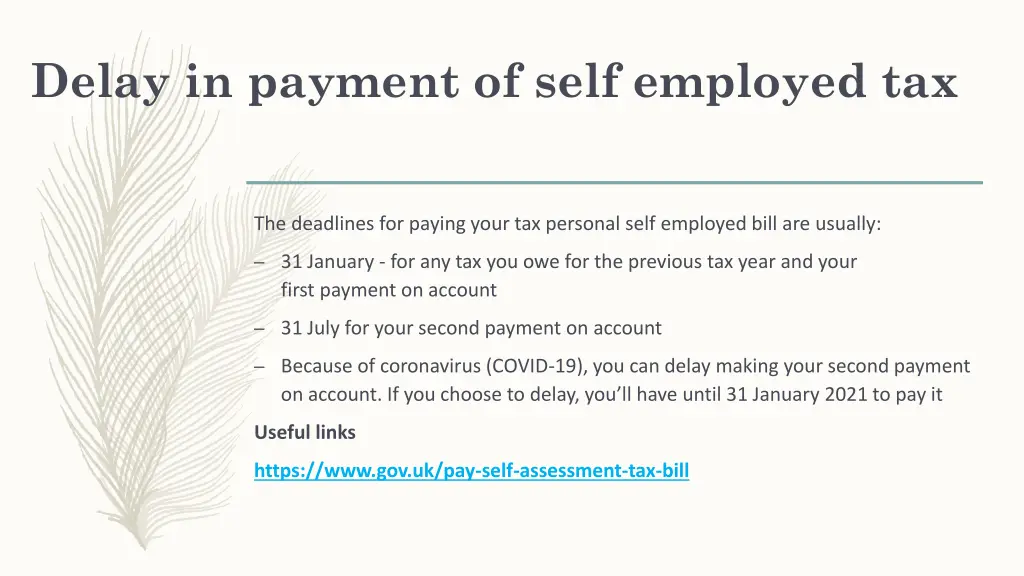 delay in payment of self employed tax