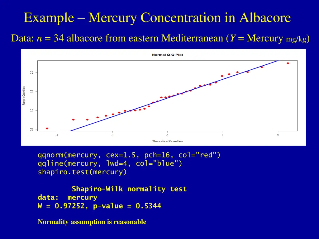 example mercury concentration in albacore 1