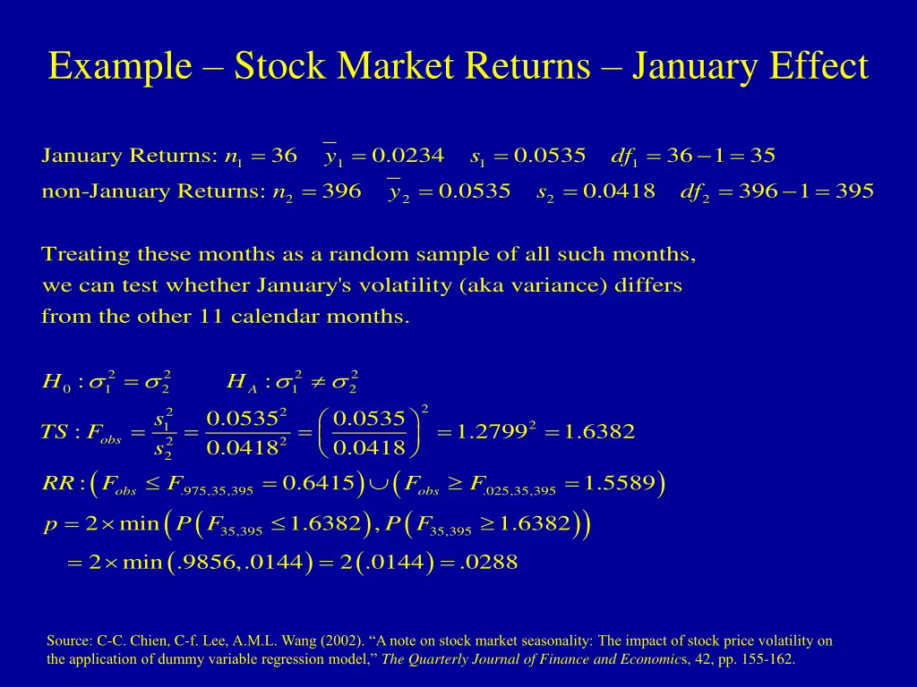 example stock market returns january effect