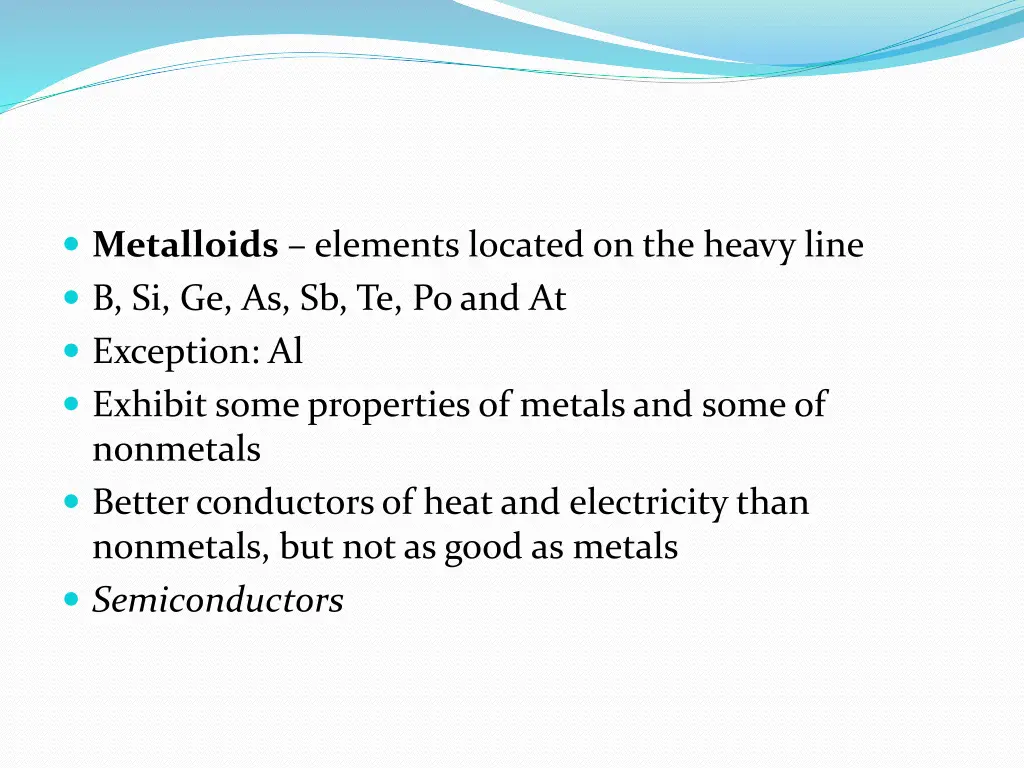 metalloids elements located on the heavy line