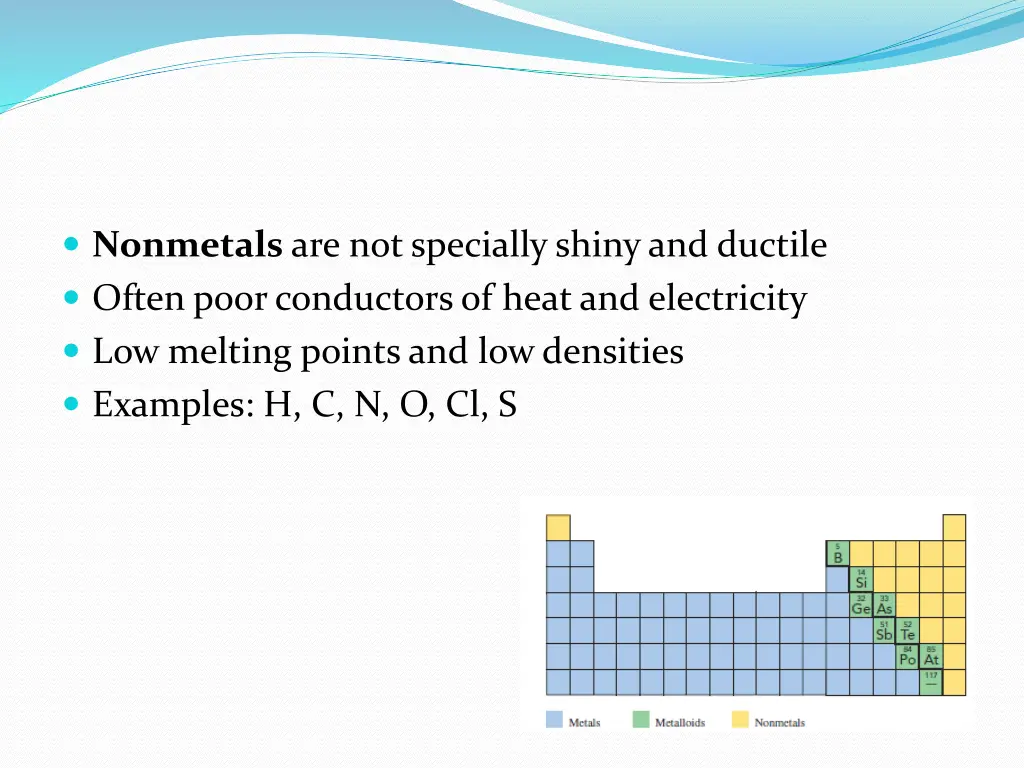 nonmetals are not specially shiny and ductile