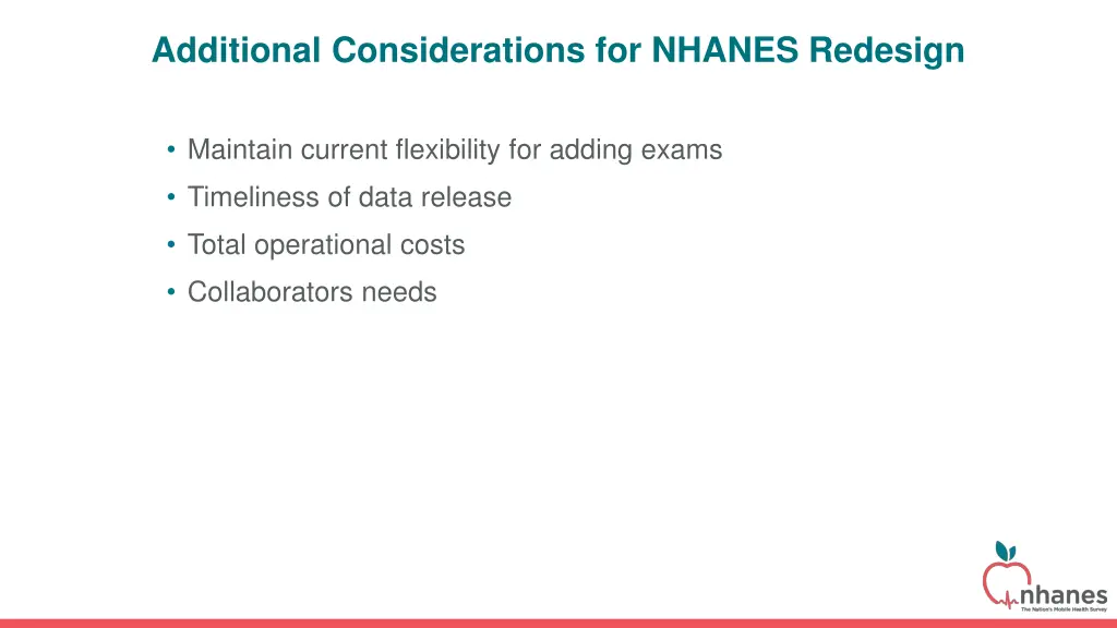 additional considerations for nhanes redesign