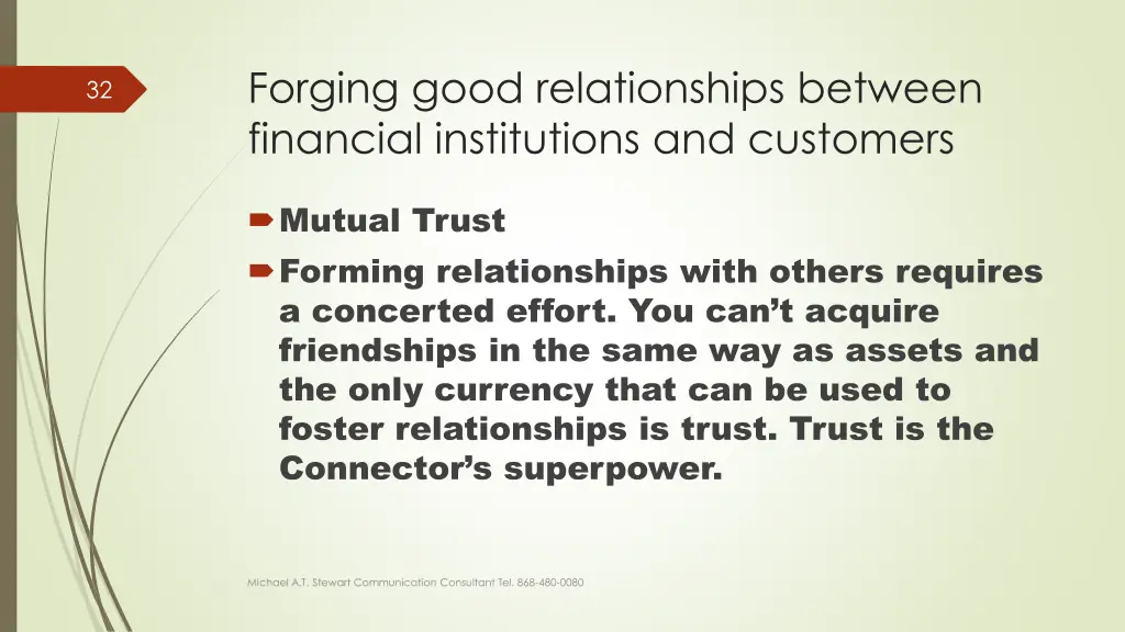 forging good relationships between financial