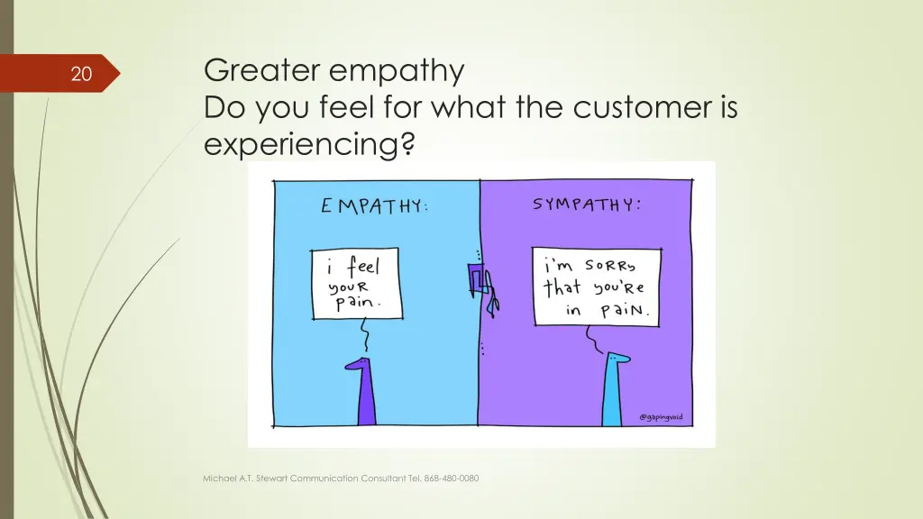 greater empathy do you feel for what the customer