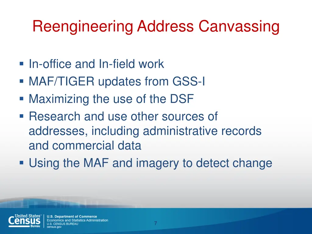 reengineering address canvassing