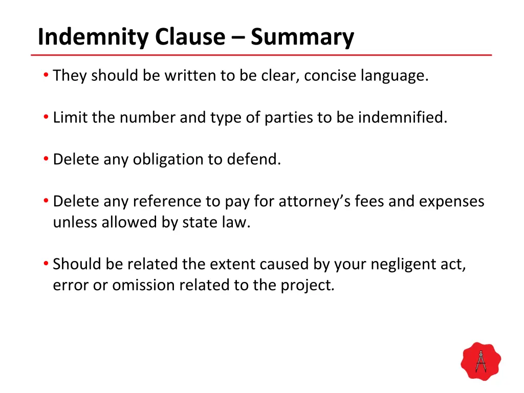 indemnity clause summary