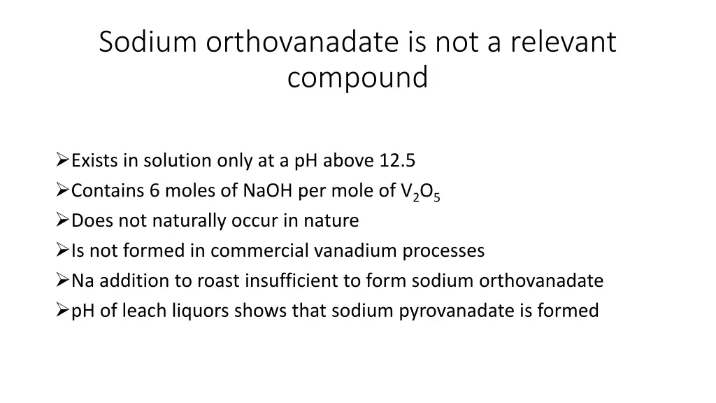 sodium orthovanadate is not a relevant compound