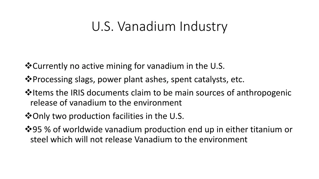 u s vanadium industry