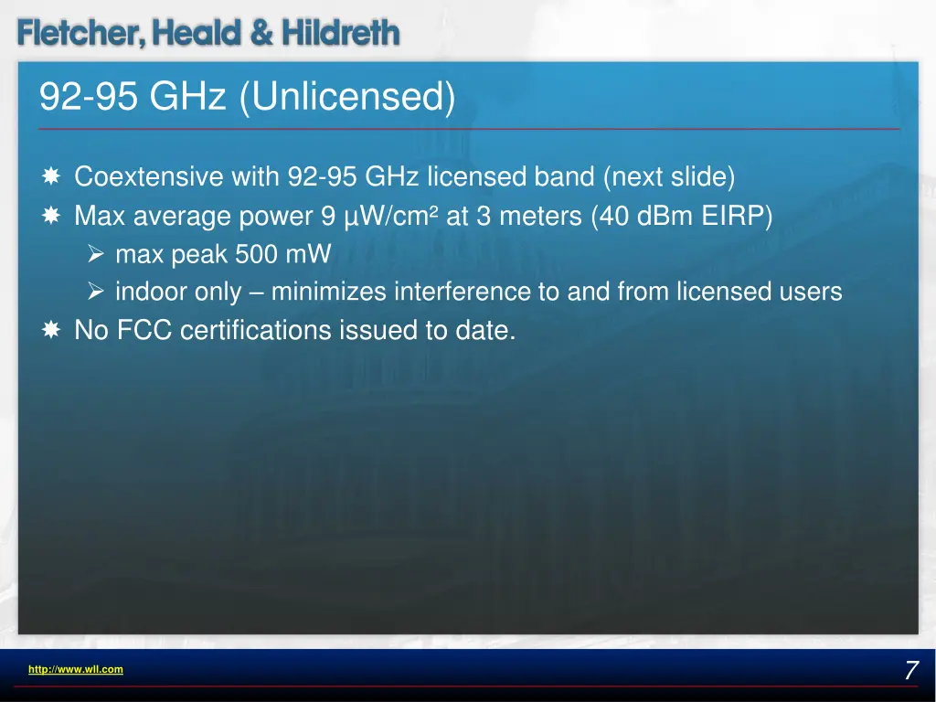 92 95 ghz unlicensed