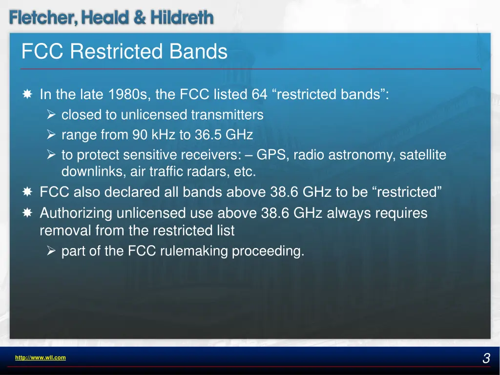 fcc restricted bands