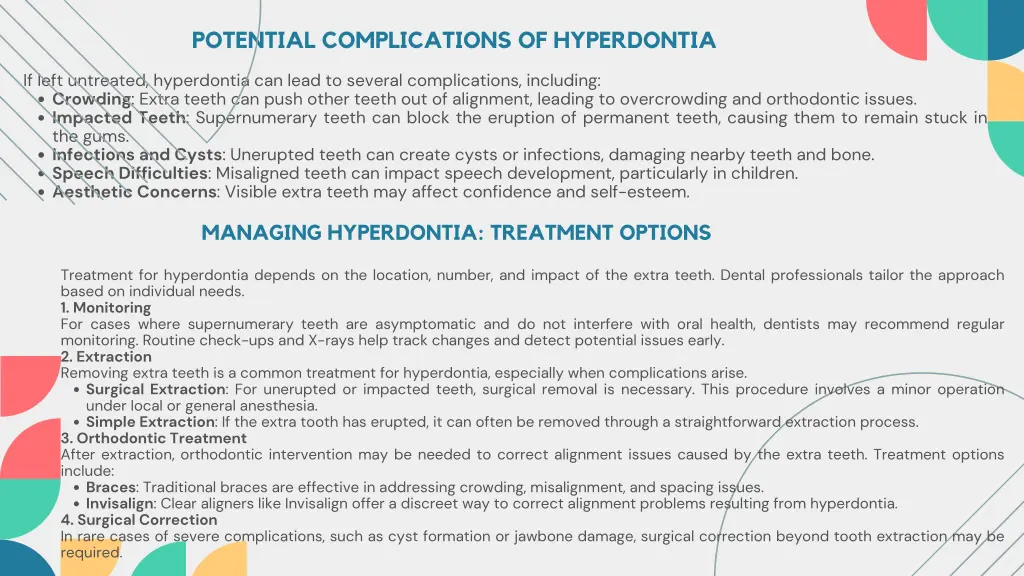 potential complications of hyperdontia