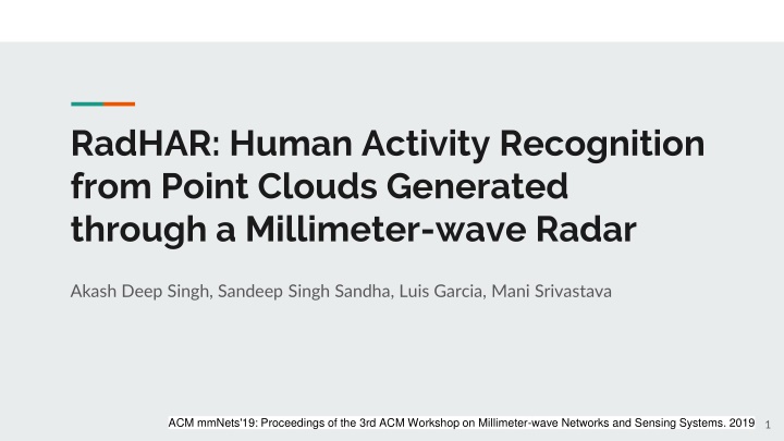 radhar human activity recognition from point