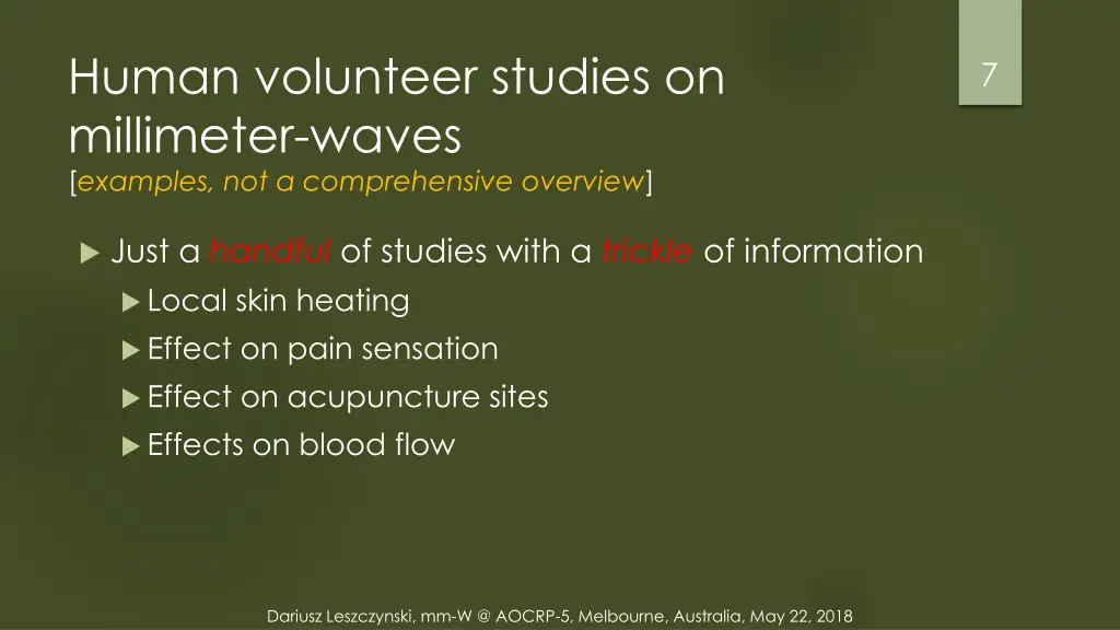 human volunteer studies on millimeter waves