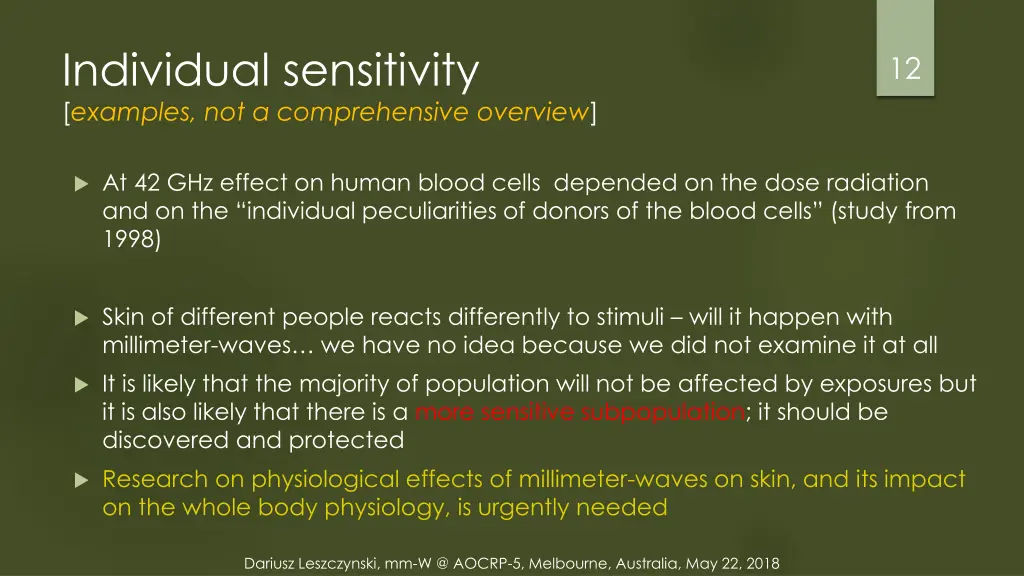 individual sensitivity examples