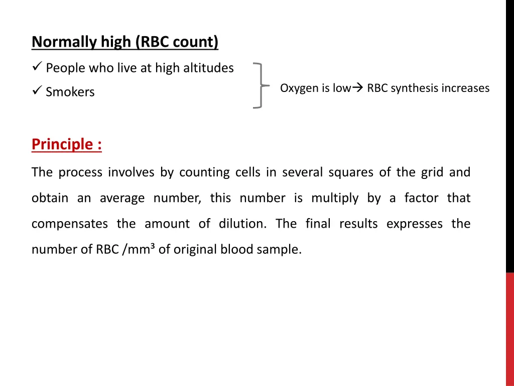 normally high rbc count