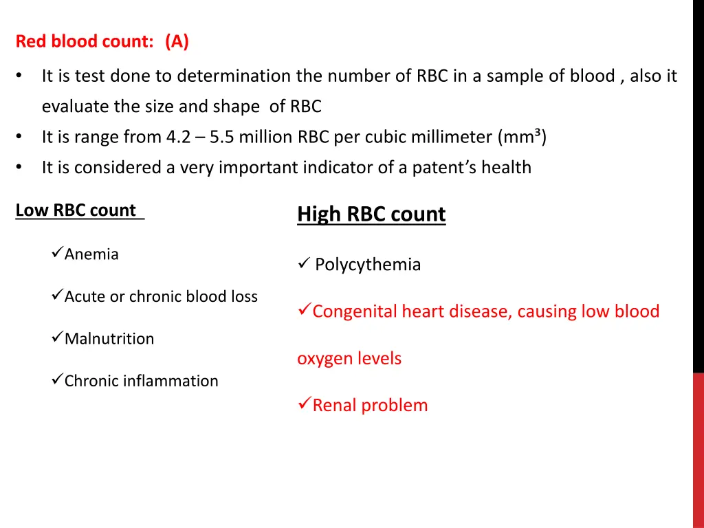 red blood count