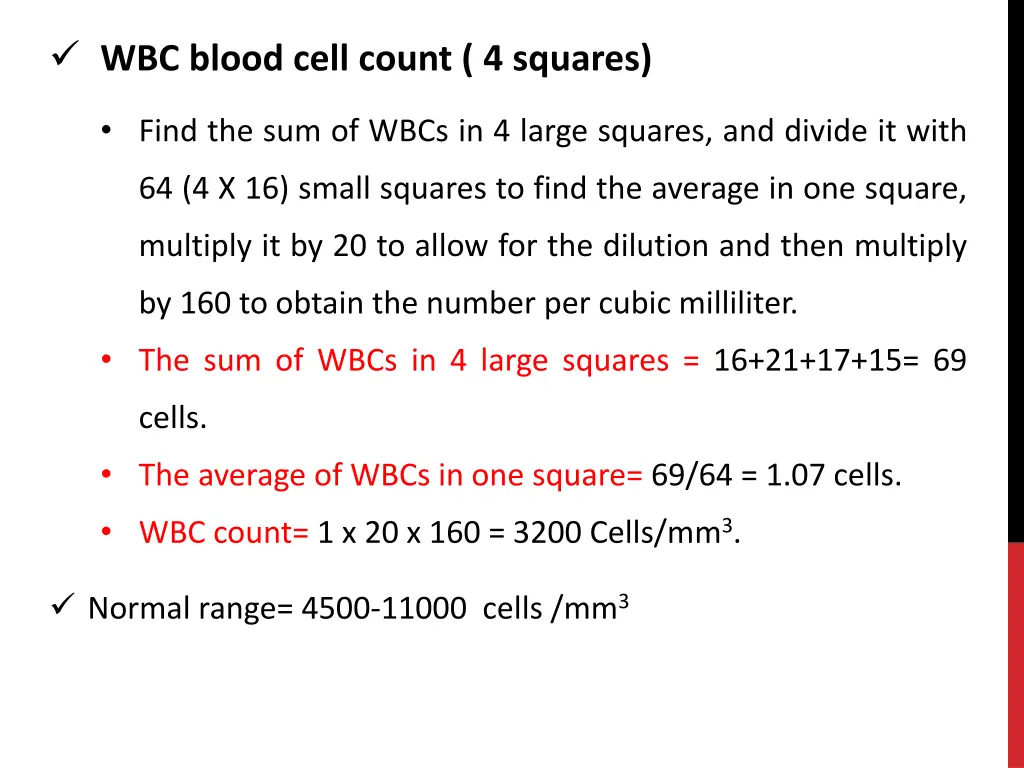 wbc blood cell count 4 squares