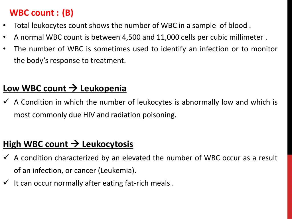 wbc count total leukocytes count shows the number