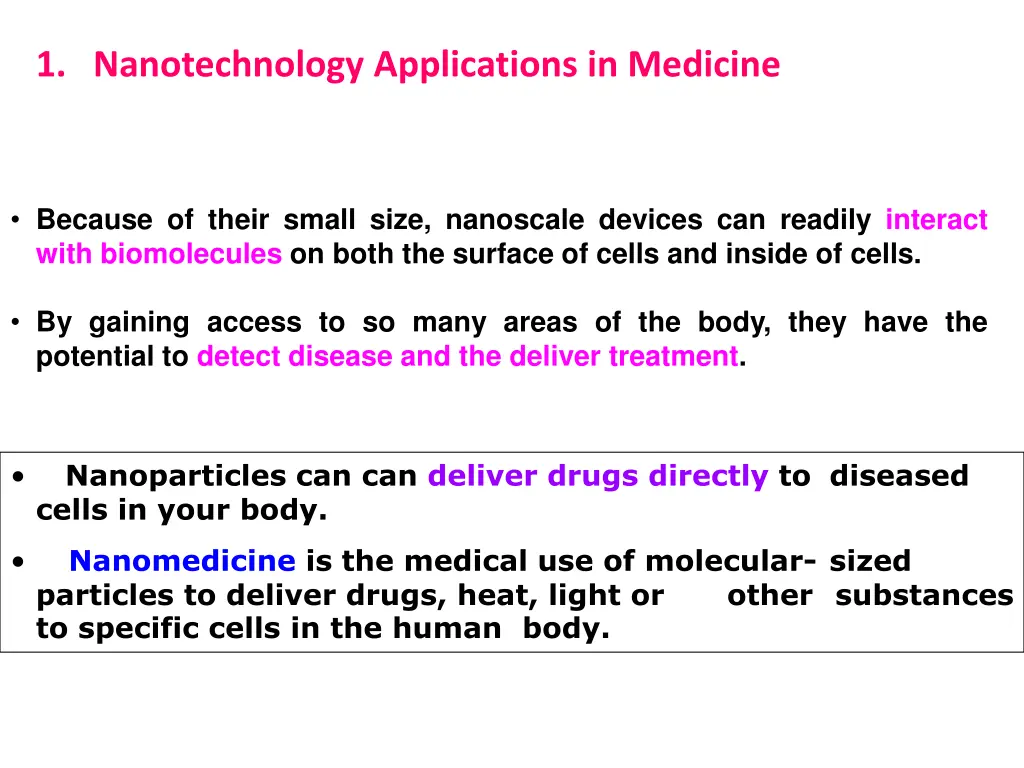 1 nanotechnology applications in medicine