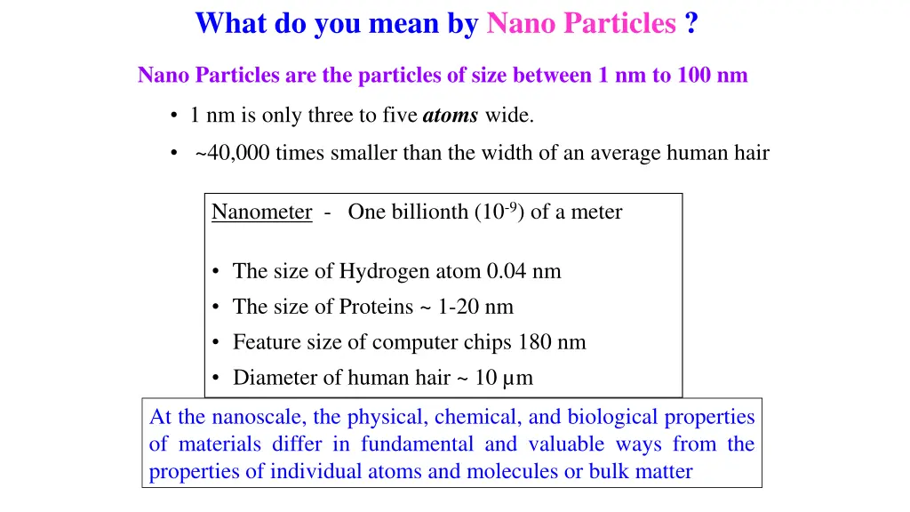 what do you mean by nano particles