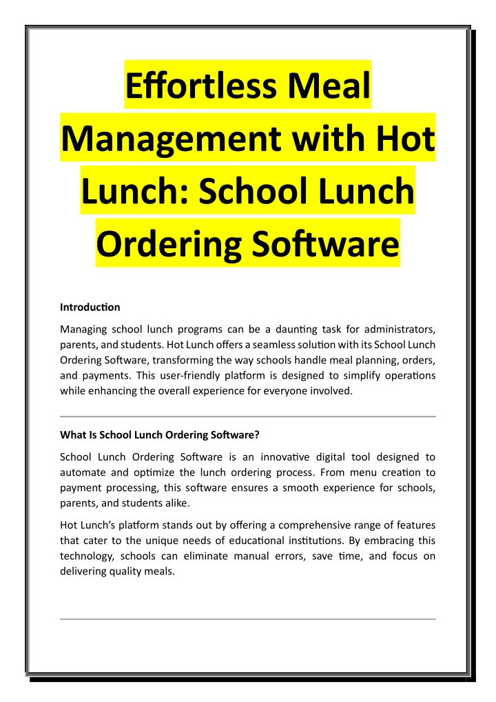 effortless meal management with hot lunch school