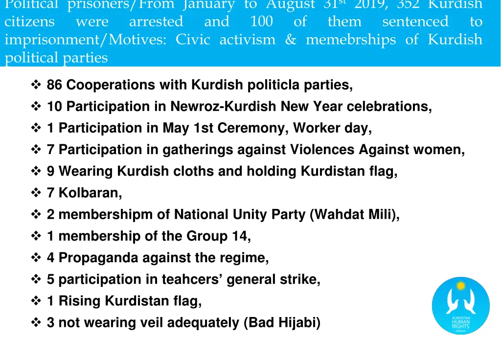 political prisoners from january to august