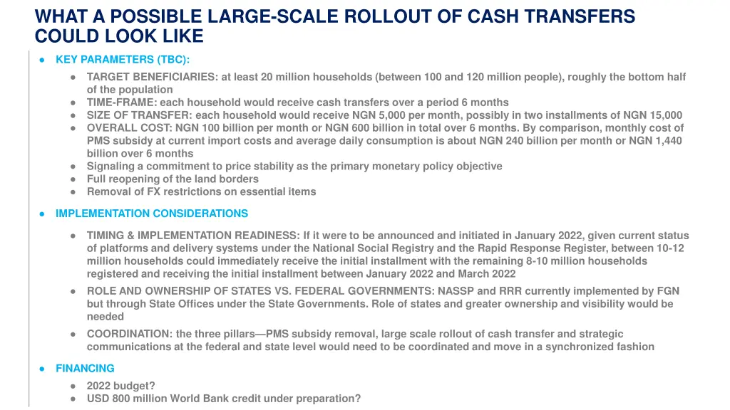 what a possible large scale rollout of cash