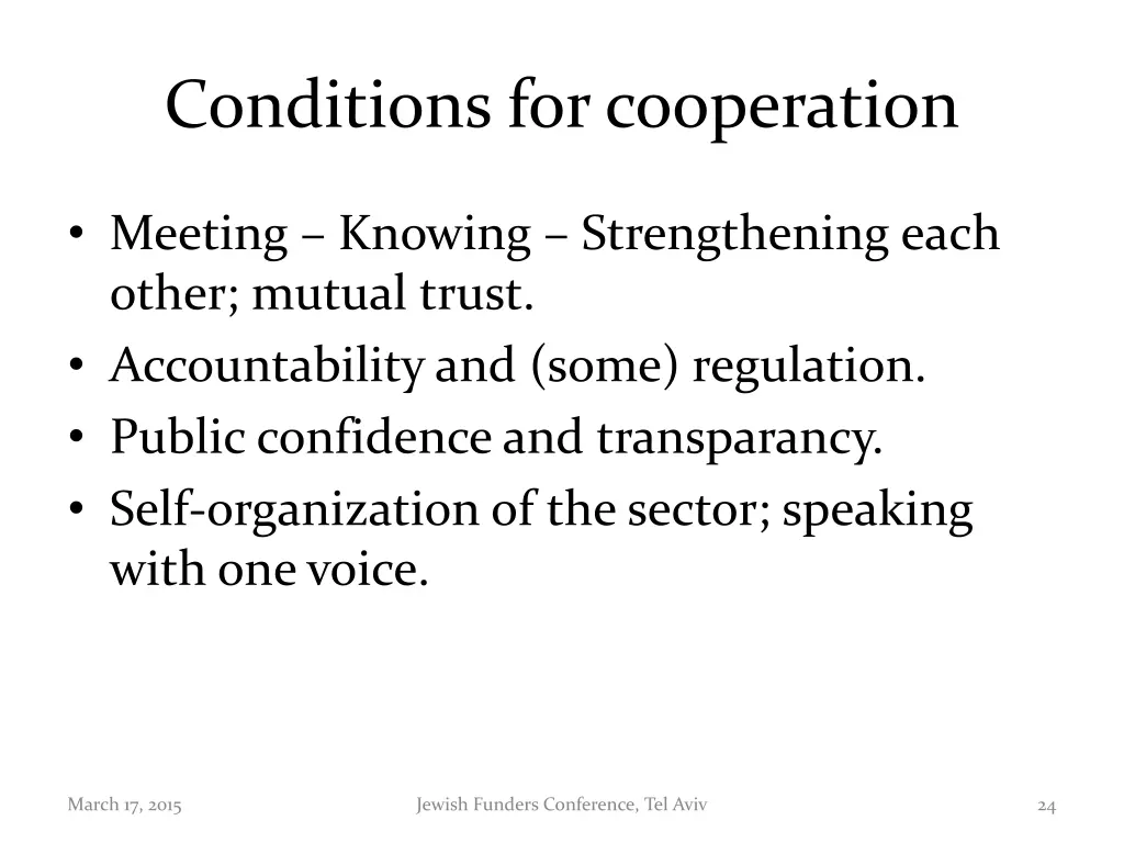 conditions for cooperation