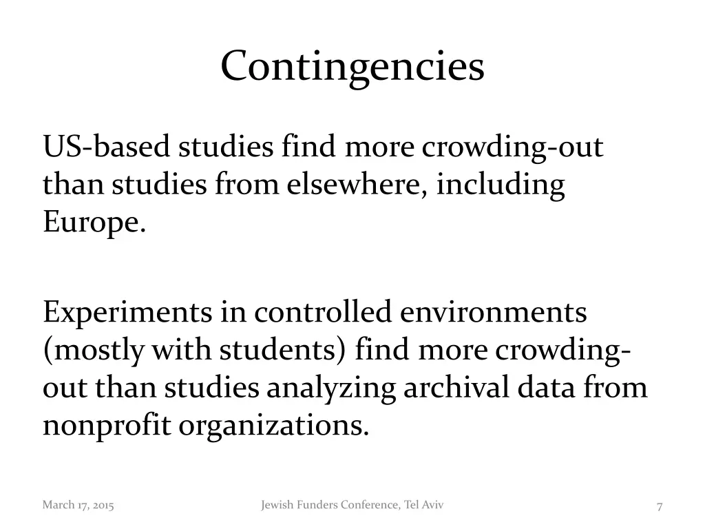 contingencies