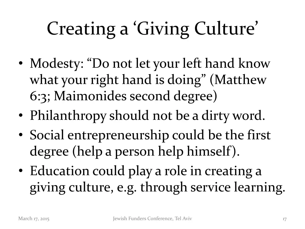 creating a giving culture