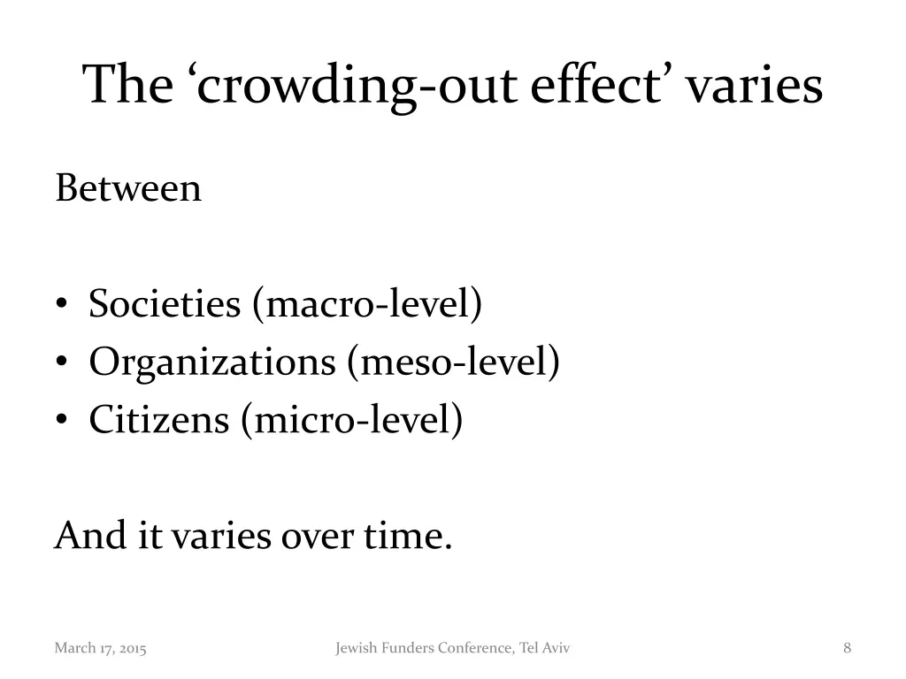 the crowding out effect varies