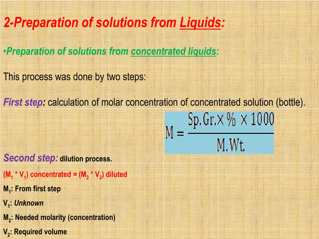 2 preparation of solutions from liquids