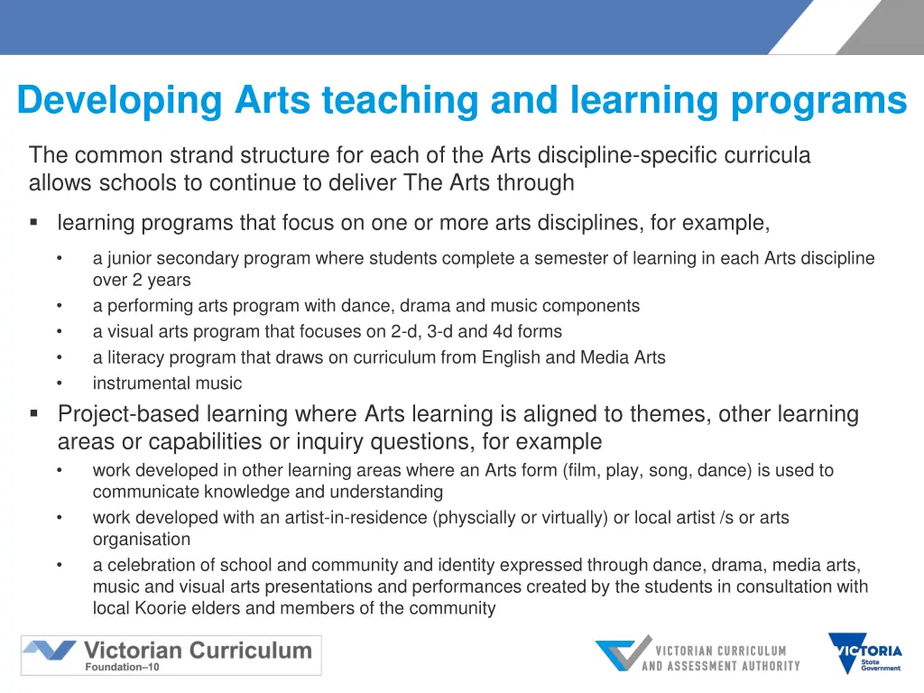 developing arts teaching and learning programs