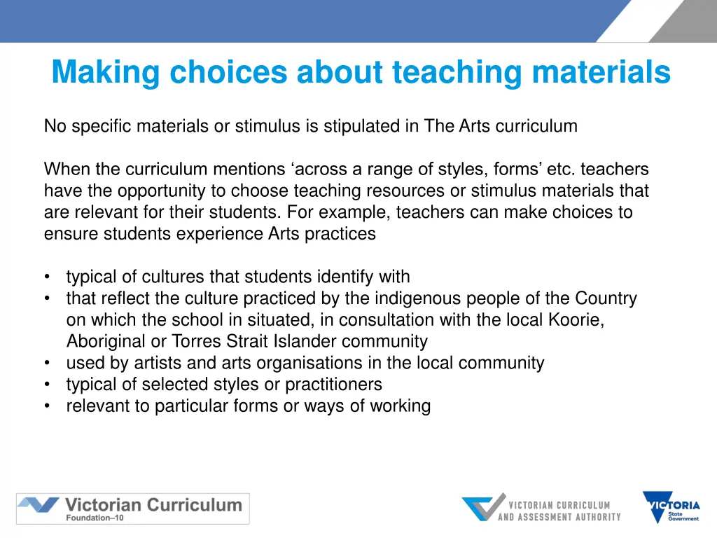 making choices about teaching materials