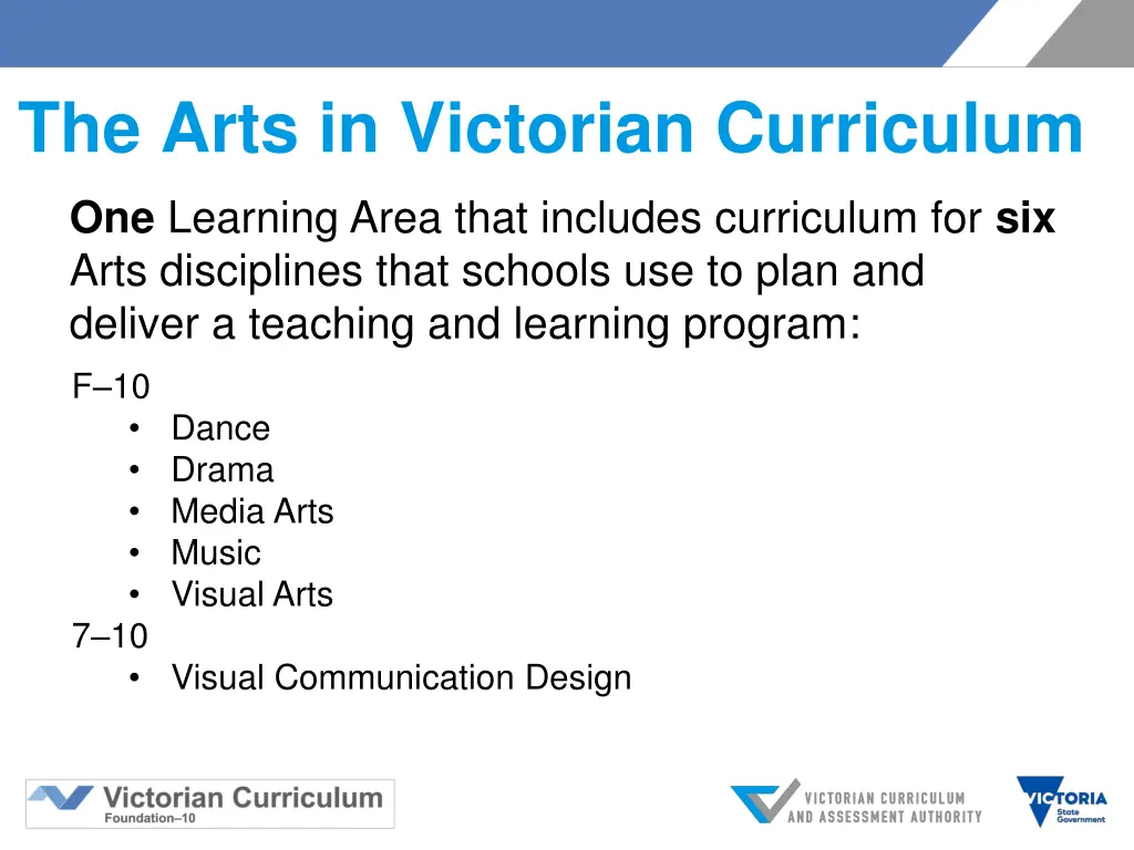 the arts in victorian curriculum